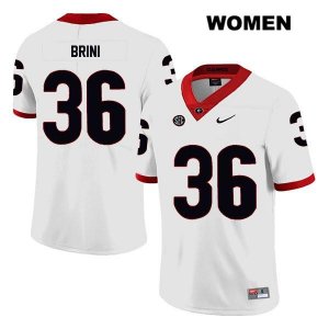 Women's Georgia Bulldogs NCAA #36 Latavious Brini Nike Stitched White Legend Authentic College Football Jersey XIX6754IC